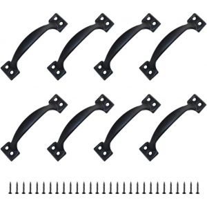10 Tire la poignée de Meubles, Poignée de Porte Bouton Rustique Centerset Poignée en Alliage de Zinc pour la Cuisine, la Porte de Grange abri de Jardin (120 MM)-Noir - Neuf