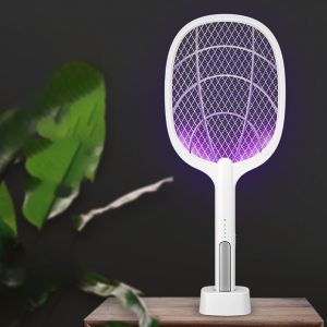 Raquette anti-moustiques électrique, 3000V, lumière UV, Rechargeable, 1200mAh - Neuf