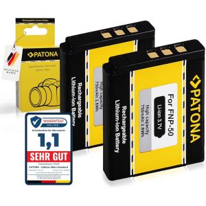 2X NP-50 Batterie 750mAh Compatible avec Fuji Fujifilm FinePix F50fd F60fd F100fd J50 S100fd V1273 F70EXR F80EXR F200EXR XP100 X10 X20 XF1 XP150 Casio Exilim EX-G1 G1BK G1RD H5 NP50 NP 50 - Neuf