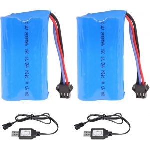 Batterie Li-Ion 2S 7,4 V 2000 Mah 15 C Avec Prise Sm-3P-Batterie Rechargeable De Grande Capacit&eacute; Pour Voitures Radiocommand&eacute;es,Camions Radiocommand&eacute;s,Bateaux - Neuf