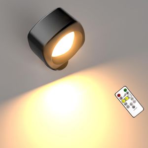 Subzonal-Applique Murale Intérieure Avec Télécommande, 2000mah Lampe Led Rechargeable Avec 3 Températures De Couleur/Dimmable/Temporisateur, Rotatifs 360° Spot Sans Fil Pour Chambre Chevet Liseuse - Neuf