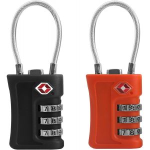 KALANKA-Cadenas Valise TSA Approuv&eacute;s u2013 Lot de 2, Cadenas &agrave; Code Petit Format, Serrures TSA pour Bagage, Sac &agrave; Dos, Casier, Armoire, Coffre (Noir + Orange) - Neuf