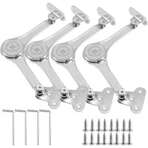 Lot de 4 Support Charniere Meuble, Ferrures &agrave; Rabat Softclose Folding Support Hinge avec Vis et Cl&eacute; Allen Satin Nickel pour Porte de Cuisine, Armoire, Capacit&eacute; de Charge 50 Lbs - Neuf