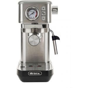CHECARZHN--NO1-Espresso Slim Metal 1381, Machine À Café Avec Manomètre, Compatible Avec Café En Poudre Et Dosettes Ese, 15 Bar , Filtre 1 Ou 2 Tasses, Buse Cappuccino, 1300W, Argent - Neuf