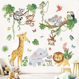 ERYI-Stickers Muraux Animaux De La Jungle Arbre Branche Autocollants Muraux Mural Stickers Animaux Girafe Éléphant Lion Pour Chambre Enfants Bébé Pépinière Salon - Neuf