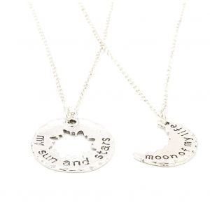 Collier Avec Pendentif Lune Et Etoiles En Alliage Pour Femme, Bijou Tendance, Cadeau (Argent) - Neuf