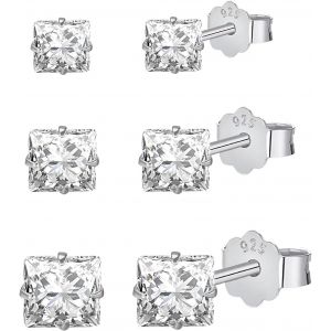 3 Paires Boucles D'oreilles Argent 925 Pour Homme Femme Boucles D'oreilles Carré Argent Clous D'oreilles Argent Fille Boucles D'oreilles Homme Diamant Boucles D Oreilles Femme Piercing - Neuf