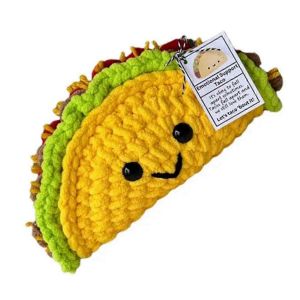 Poupée au crochet Petit soutien émotionnel Crochet Mini Taco Dessin animé Mignon Crochet poupée Taco Peluche Cheer Up - Neuf