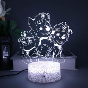 Pat Patrouille Veilleuse 3D pour Enfants, jouet ,T&eacute;l&eacute;commande16Couleurs Changement LED Illusion Lampe Et Art D&eacute;co Lampe,pour Gar&ccedil;on Fille Chambre D&eacute;corer Cadeau d'anniversaire No&euml;l - Neuf
