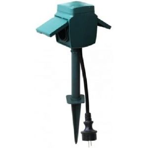 SJZG-Vom530447 Piquet De Jardin 2 Prises, 3680 W, 230 V, Vert - Neuf