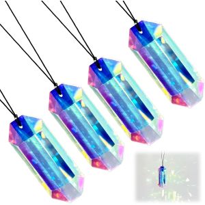 MEVRONISSHOP-Prismes en Cristal Attrape Soleil Cristal Suspendu Color&eacute;de 76mm, Lot De 4 Prismes Attrape-Soleil en Prismes en Verre Suncatcher, Convient pour Les Fen&ecirc;tres, Les Jardins, La D&eacute;coration - Neuf