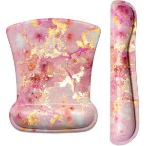 JGD-Tapis de souris ergonomique antid&eacute;rapant en mousse &agrave; m&eacute;moire de forme pour clavier - Soulage la douleur - Parfait pour ordinateur portable ou bureau - Rose dor&eacute; abstrait - Neuf