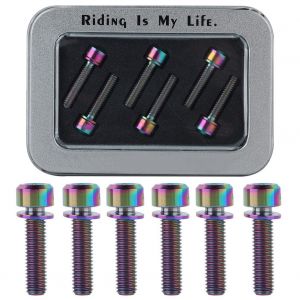 Lot De 6 Vis Et Boulons En Alliage De Titane Risk M5 X 20 Mm Avec Joint Pour Potence De Velo De Montagne (Colores) - Neuf