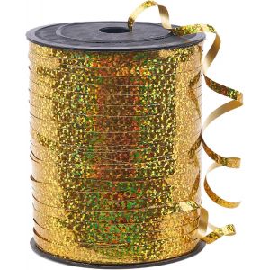 Doré, 0,3 Cm X 454,4 M Pour Travaux Manuels, Ondulé Irisé, Brillant Pour Emballage Cadeau, Ruban Pour Ficelle De Ballons, Cheveux, Fleur De Fleuriste (1 Rouleau), Ribbon - Neuf