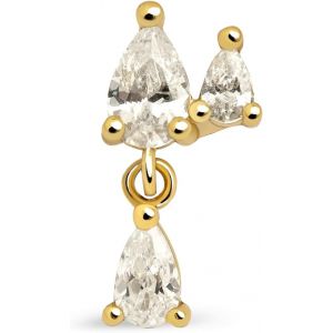 Kal-Boucles D'oreilles Uniques En Zirconias. Argent Sterling 925 Ou Laiton Plaqu&eacute; Or 18 Kt, Orn&eacute;es De Zirconias. Bijoux Pour Femme. - Neuf