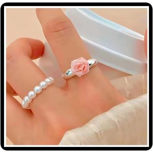 Kahfl-Bague De Cheville Avec Perle Rose Et Fleur-Style Vintage-Perle Synth&eacute;tique-Bijou R&eacute;glable Pour Hommes Et Femmes - Neuf