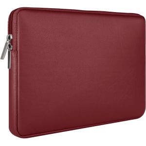 SJZG-Rainyear Housse Pour Ordinateur Portable 14 Pouces Étui En Cuir Pu Souple Compatible Avec Notebook Chromebook 14 Pouces, Macbook Air 15 Pouces M4 M3 M2 Housse De Protection À Glissière(Rouge) - Neuf