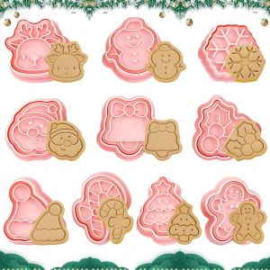 Emporte Pi&egrave;ces No&euml;l, 10 Pi&egrave;ce 3d Moule Biscuit Plastique, Moule &Agrave; Biscuits Pour Enfants, Emporte Piece Patisserie Noel, Emporte-Pi&egrave;ces En Plastique Pour Biscuit, Cookie, G&acirc;teau - Neuf