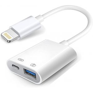 KALANKA-Apple Adaptateur Lightning vers USB pour Appareil Photo avec Port de Charge, c&acirc;ble USB 3.0 OTG pour iPhone/iPad pour connecter Un Lecteur de Cartes, Une cl&eacute; USB, Un Disque U, Un Clavier, MIDI - Neuf