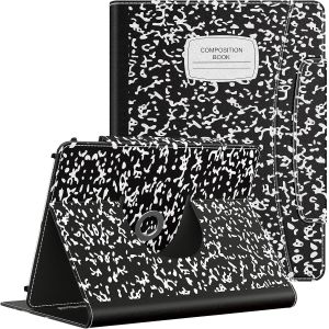 Coque Universelle Pour 9-11"" Ipad/Ipad Air/Ipad Pro/Samsung Galaxy Tab/Lenovo Tab/Fire Hd Tablette, Étui En Pu Léger À Rotation De 360° Avec Support, Poche, Fermoir Magnétique, Carnet Noir - Neuf