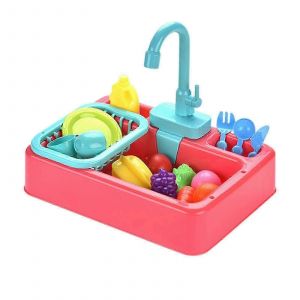 Jouets d'évier de cuisine avec eau courante, 19 pièces, cadeaux éducatifs pour filles et garçons - S-Yvan - Neuf