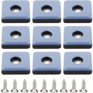ASFASFq-24 Pieces Patins Meubles Téflon 25mm Pied de Chaise avec Vis Patins en Téflon PTFE Tampon Chaise Patin Glisseur Pied de Chaise à Visser Carrés pour Bureau Chaise Sol en Bois Carrelage - Neuf