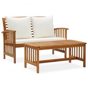 Prolenta Premium - Salon De Jardin 2 Pcs Avec Coussins Bois D'acacia Solide - Neuf