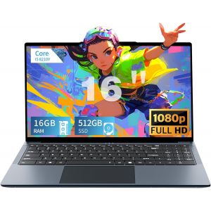 ChenQuanSarl-Ordinateur Portable 16 Pouces, Core I5-8210Y 16 Go De Ram 512 Go Ssd Pc Portable, Laptop Avec Fhd 1920 * 1080, Rj45, Type-C, Usb 3.0, Wi-Fi Double Bande, Bluetooth 5.0, Clavier Numérique - Neuf