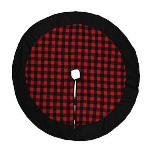 Jupe de sapin de No&euml;l r&eacute;versible &eacute;l&eacute;gante &agrave; carreaux, jupe de sapin &agrave; carreaux Buffalo pour une d&eacute;coration de No&euml;l chaleureuse, adapt&eacute;e aux d&eacute;corations multicolores. - Neuf