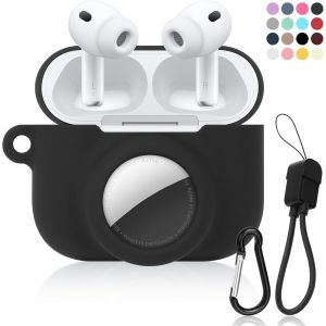 LORANKA-Coque 2 en 1 en silicone souple compatible avec AirPod Pro 3 et AirTag, coque de protection antichoc pour AirPod Pro 3, avec kit de nettoyage et cordon de c&acirc;ble de donn&eacute;es pour homme et femme - Neuf