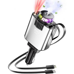 KALANKA-5 en 1 Chargeur Allume Cigare Voiture USB C [Cadeau Fete des Peres & Idee Cadeau Homme Papa Femme] R&eacute;tractable Chargeur Voiture avec aromath&eacute;rapie Voyage Camping Car Accessoires pour iPhone A - Neuf