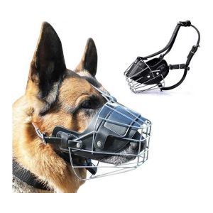 Museli&egrave;re En M&eacute;tal Durable Pour Chiens De Grandes Races - Confortable, Ajustement S&ucirc;r, Emp&ecirc;che Les Morsures, Permet De Respirer Et De Boire - Doublure En Cuir R&eacute;glable - Neuf