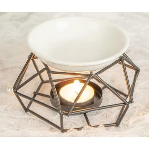 Zweipappel Lampe &agrave; Bougie parfum&eacute;e en m&eacute;tal avec Support pour Bougie Chauffe-Plat(Or) - Neuf