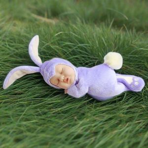 Anne Geddes 9 Inch Baby Lilac Bunny Doll - Bean Filled Soft Body Collection - Neuf