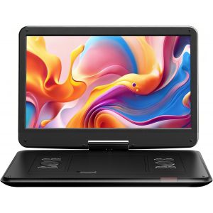 MEVRONISSHOP-Yoton Lecteur DVD Portable de 17,5"" avec Grand &eacute;cran pivotant HD de 15,6"", 6 Heures d'autonomie avec Batterie int&eacute;gr&eacute;e, Deux Haut-parleurs st&eacute;r&eacute;o, Prend en Charge USB/Carte SD/synchronis - Neuf