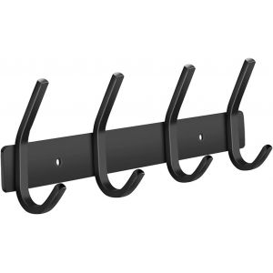 Porte Manteau Mural,Patères Porte Manteaux en Acier Inoxydable Crochet Mural pour Chambre Salle de Bain Cuisine (4-Crochet,Noir) - Neuf
