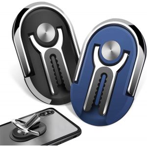 Jeezao 2 Pièces Support De Téléphone De Voiture,Anneau Support Telephone Multifonctionnel 360° Rotatif, Peut Être Utilisé Pour La Sortie D'air De La Voiture (Noir + Argent) - Neuf