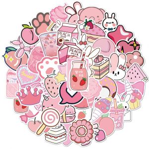 1pc 50 Paquets D'autocollants En Vinyle D'animaux De Dessin Anim&eacute; Mignons Et De Filles De Dessin Anim&eacute; Roses Pour Ordinateur Portable, T&eacute;l&eacute;phone, Bouteilles D'eau Et Ordinateur - En Vrac - Neuf