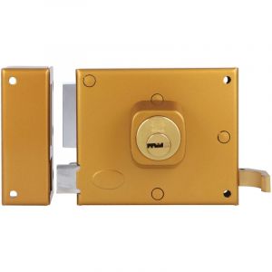 Amig Serrure En Applique Et Verrous 72 100 X 85 Mm Acier &eacute;maill&eacute; Or - Gauche - Neuf