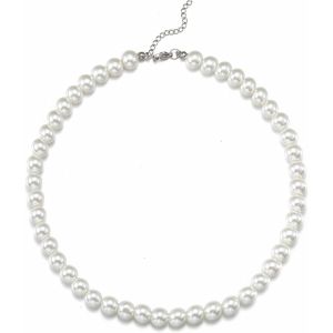 Kal-Collier Perle Femme Collier Ras Du Cou En Perles Blanches 6/8/10/12/14mm Collier De Perles Vintage Bijoux De Fantaisie 18inches Mari&eacute;es Mariage F&ecirc;te D&eacute;guisement Accessoires - Neuf