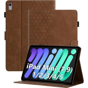Kal-Coque Pour Ipad Mini 5 4 3 2 1, Étui Pour Ipad Mini 7,9 Pouces, Avec Fine Folio Protecteur Tablette Housse De Protection En Cuir Pu Avec Support, Marron - Neuf