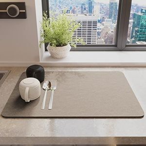 Eryi-Tapis Égouttoir Absorbant Évier, 30x40cm Tapis De Machine À Café, Silicone Antidérapant Tapis Vaisselle, Egouttoir Séchage Rapide, Tapis De Sechage Vaisselle Pour Cuisine, Évier (Brun Clair) - Neuf