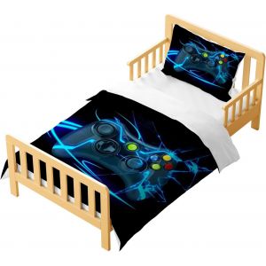 Ulteronixshop-Parure de lit Manette de Jeu 2 pi&egrave;ces pour Enfant - 90x190cm - avec 1 taie d'oreiller - Housse de Couette Manette de Jeu Impression - avec Fermeture &eacute;clair (Manette de Jeu A,90x190cm) - Neuf