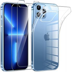 Eryi-Coque Pour Iphone 13 Pro Max Avec 2 Pièces Protection Écran En Verre Trempé,Ultra Transparente Silicone En Gel Tpu Souple Pour Iphone 13 Pro Max Couqe,Antichoc Anti-Jaune Etui Bumper - Neuf