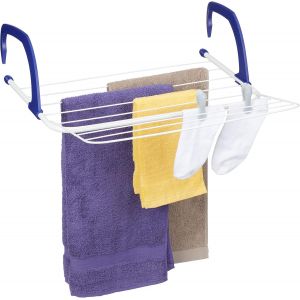 KGABERY-Étendoir,Sèche-Linge À Accrocher,Pour Balcon,Radiateur&Camping,Peu Encombrant,4 Cordes Séparées,Blanc - Neuf