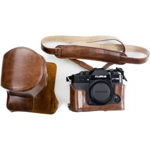 Housse pour Fujifilm XT10 T20 XT30 XT30 II,étui de Protection en Cuir PU pour Appareil Photo Fuji X-T30 II X-T30 X-T20 X-T10 avec Objectif 16-50 mm et 18-55 mm-avec bandoulière-Café - Neuf