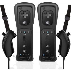 Manette Wii Avec Motion Plus Et Nunchuck, Télécommande Sans Fil Wii Remote Plus Avec Nunchuck Avec Dragonne En Silicone Pour Manette Wii/Wii U - Neuf