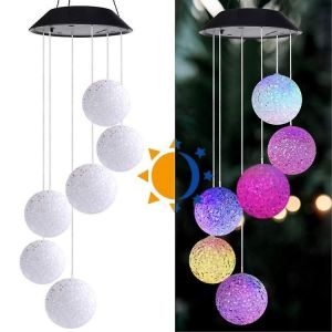 Lampe Cloche À Vent À Énergie Solaire,Boule De Riz Colibri Changeant De Couleur Chaîne De Lampe,Led Jardin Extérieur De - Neuf