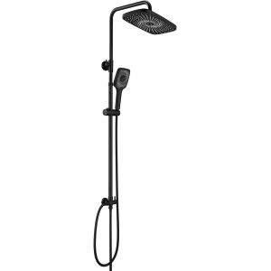 Barre de Douche 70cm avec Étagère en Acier Inoxydable, Noir Barre de Douche avec Support Pommeau de Douche et Support de Douche Muraux Réglable Variables - Neuf