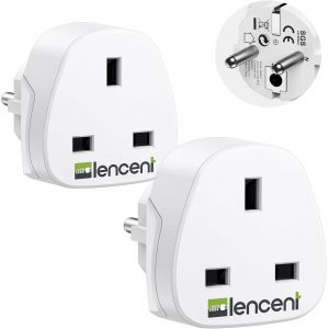 KALANKA-2X Adaptateur Prise UK/Anglaise/Royaume Uni/Angleterre 3 Broches vers Les Prises France/Francaise/Europe 2 Broches Adaptateur de Voyage - Neuf